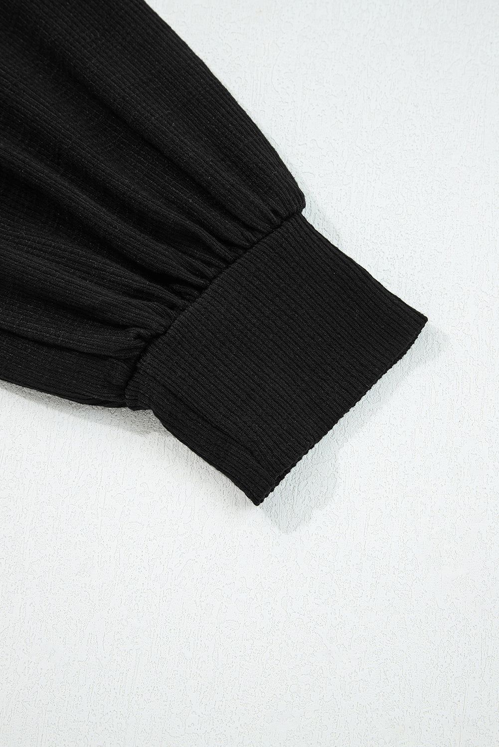 Black Exposed Seam Textured Knit V Neck Pullover Top