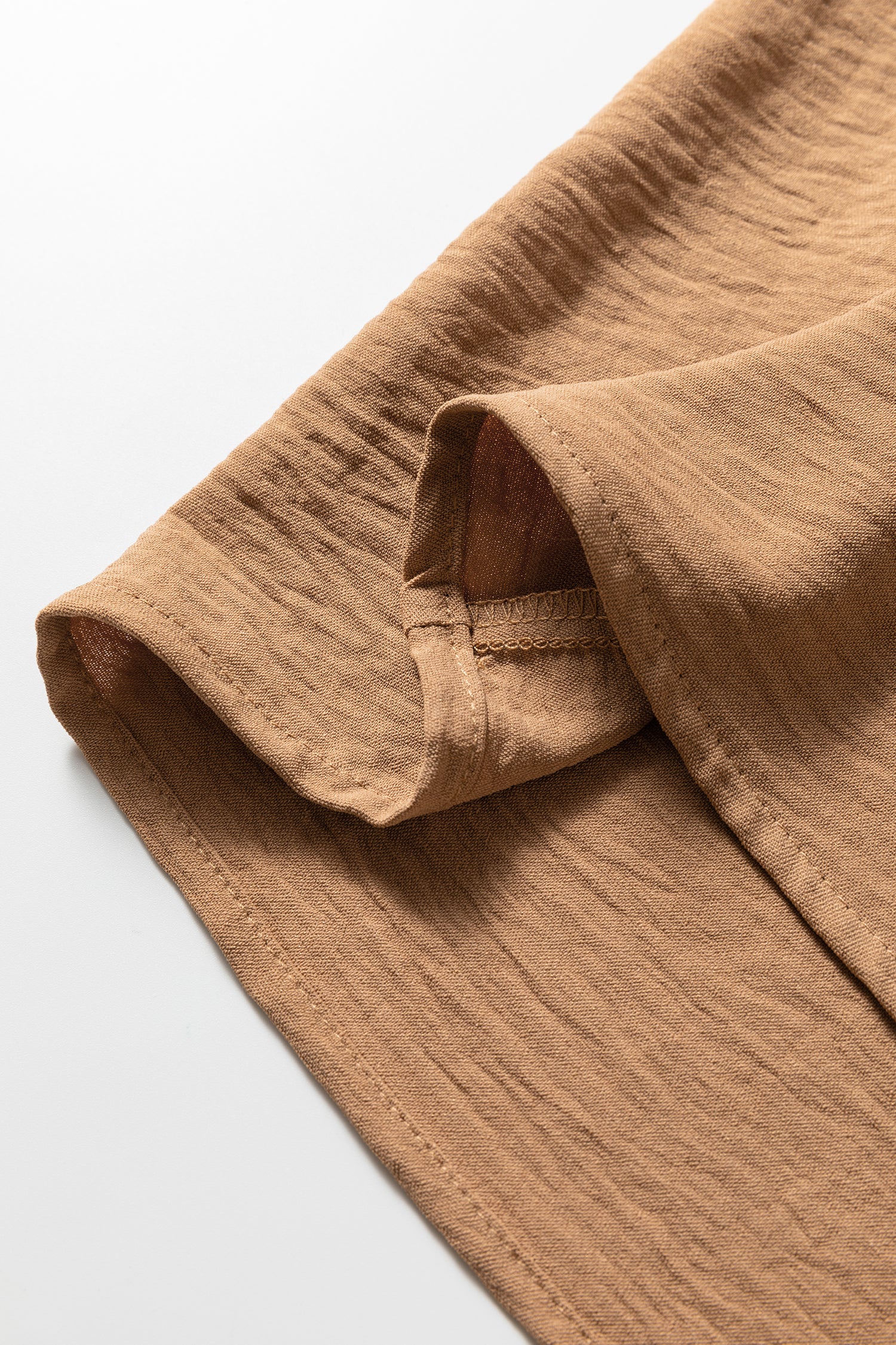 Camel Contrast Leopard Print Patchwork Polo Collar Buttons Front Ruffled Long Sleeve Blouse