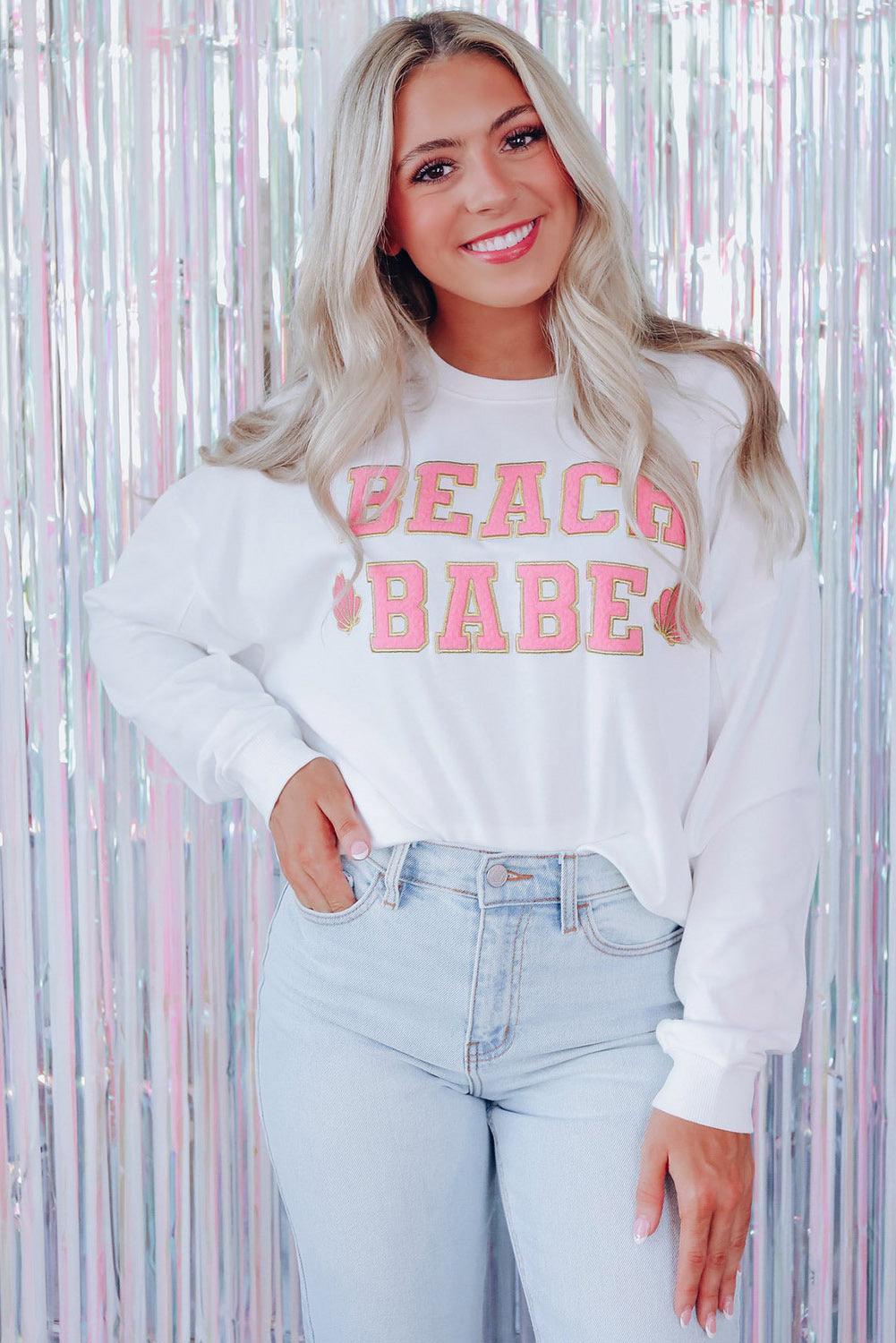 BEACH BABE Slogan Graphic Casual Sweatshirt - L & M Kee, LLC