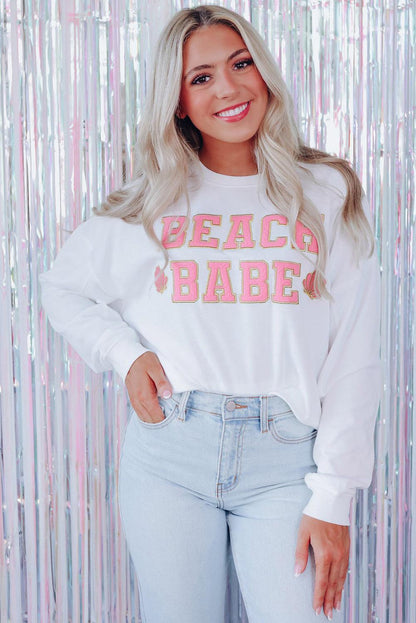 BEACH BABE Slogan Graphic Casual Sweatshirt - L & M Kee, LLC