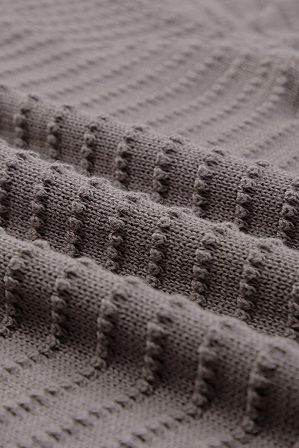 Gray Textured Knit Round Neck Dolman Sleeve Sweater - L & M Kee, LLC