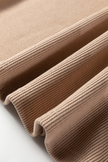 Rose Tan Thermal Textured Lace Drawstring Baggy Hoodie