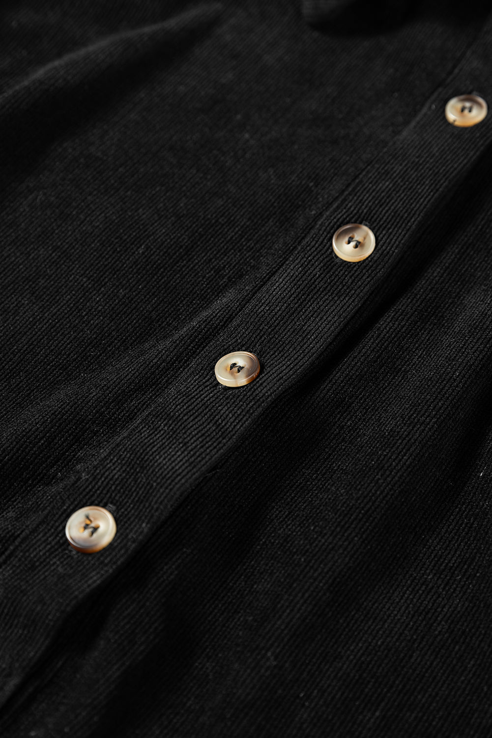 Vineyard Green Corduroy Half Button Collared Long Sleeve Mini Dress