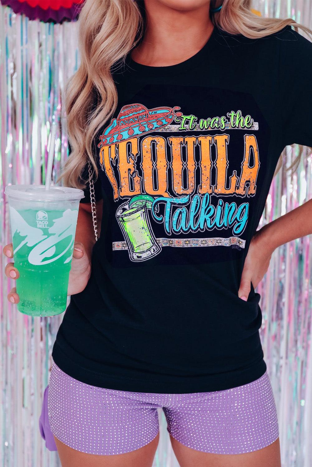 It Was The Tequila Talking Graphic Short Sleeve T-shirt - L & M Kee, LLC