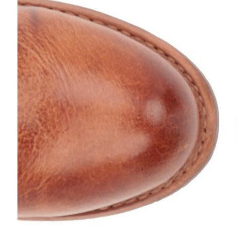 PU Low Heel Round Toe Martin Boots - L & M Kee, LLC