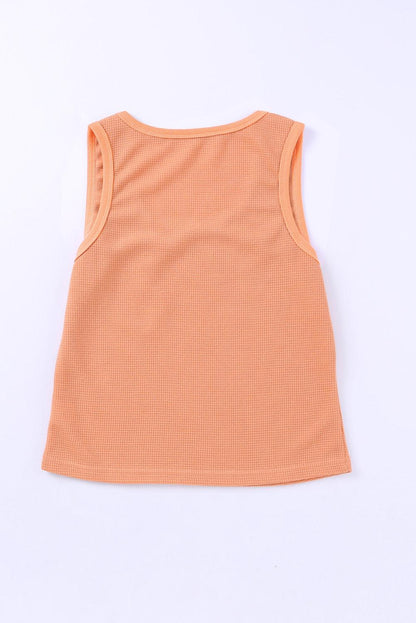 Plain Waffle Knit U Neck Tank Top - L & M Kee, LLC