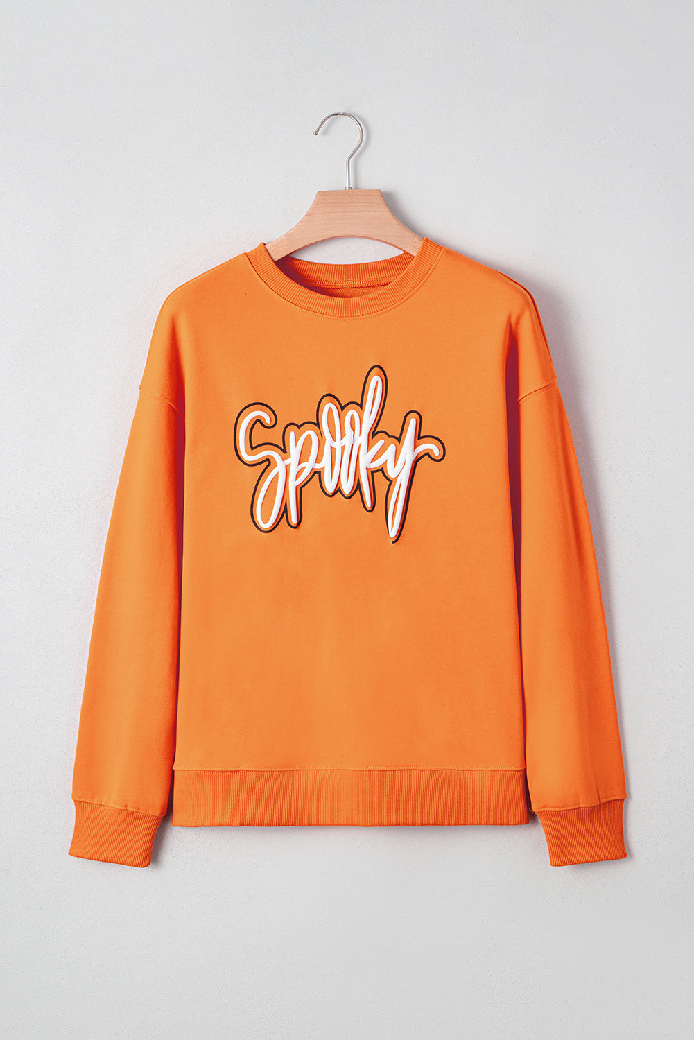 Grapefruit Orange Spooky Graphic Halloween Crew Neck Holiday Sweatshirt