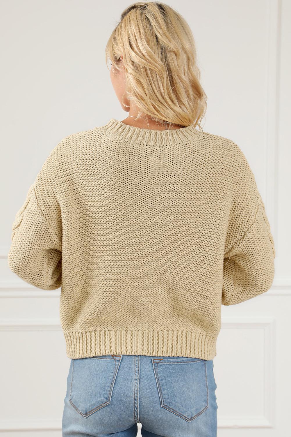 Apricot Cable Knit Buttoned Cardigan - L & M Kee, LLC