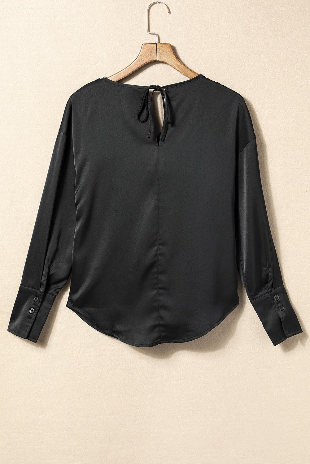 Cowl Neck Long Sleeve Elegant Blouse - L & M Kee, LLC