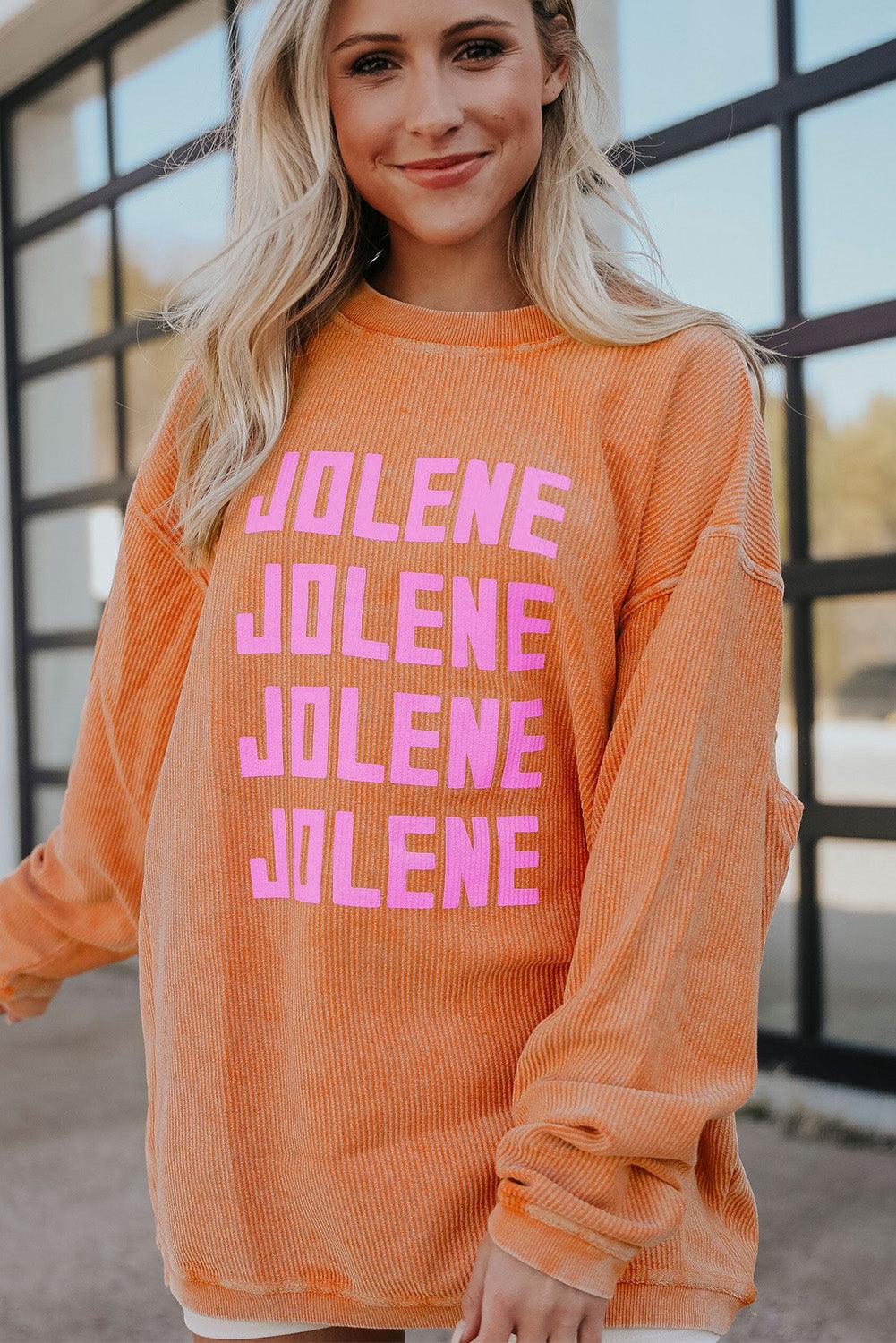 Orange JOLENE Ribbed Corded Oversized Sweatshirt - L & M Kee, LLC