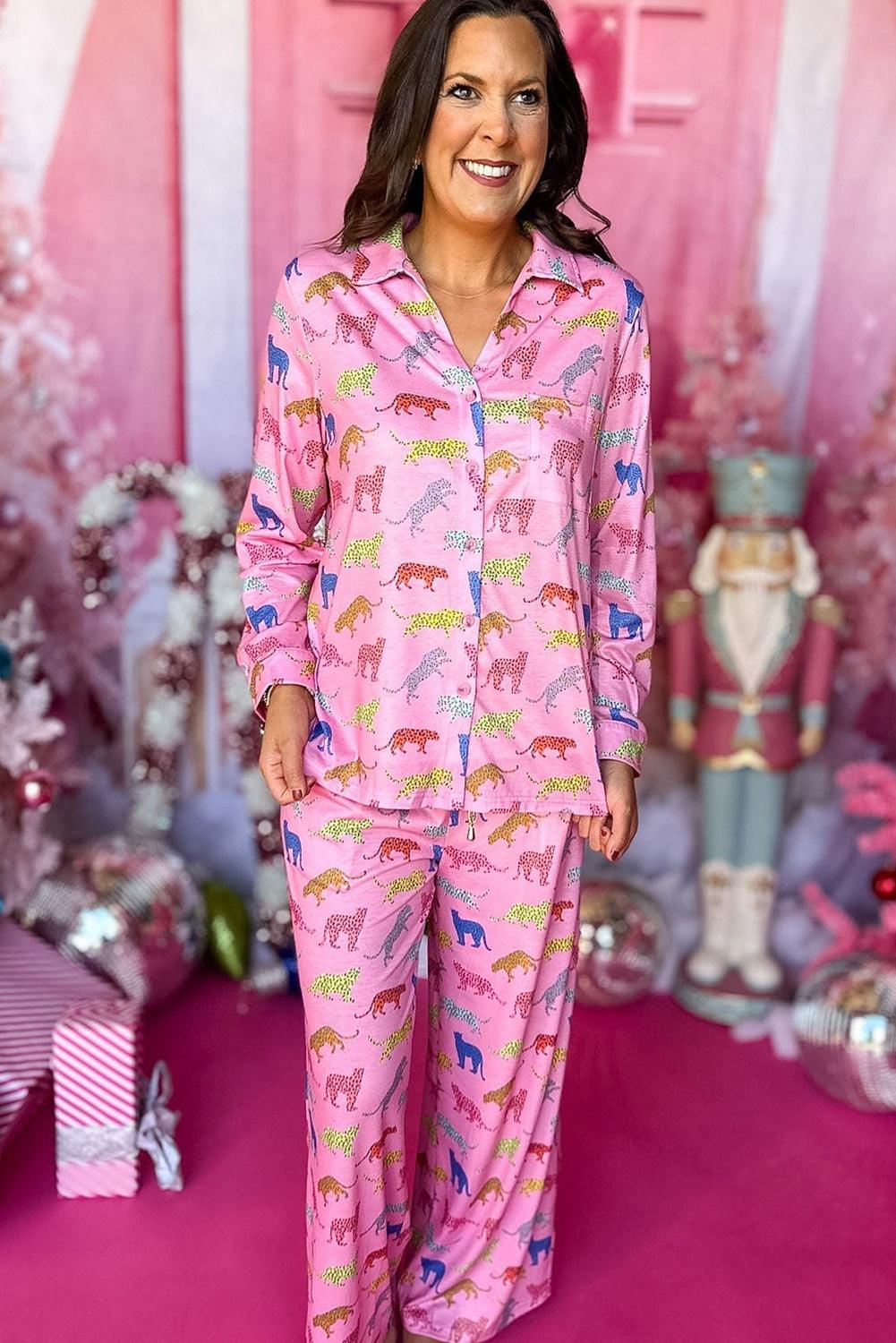Pink Cheetah Print Shirt and Pants Pajama Set - L & M Kee, LLC