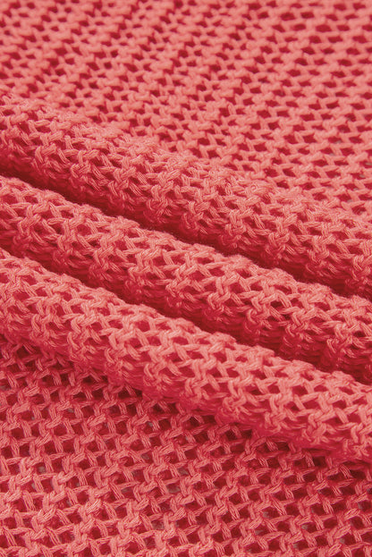 Coral Crochet Hollow-out Jumper Top Sweater