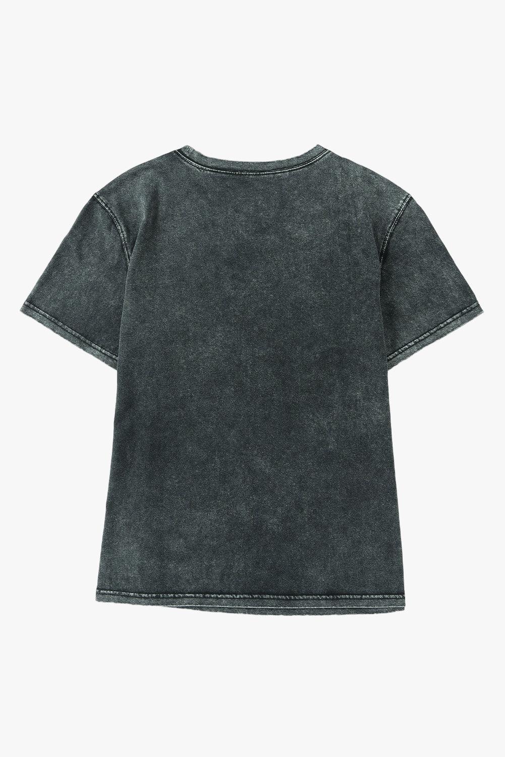 Black Bowknot Graphic Mineral Wash T Shirt - L & M Kee, LLC