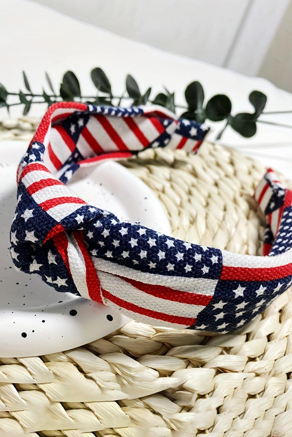 Navy Blue Flag Day Knotted Headband - L & M Kee, LLC