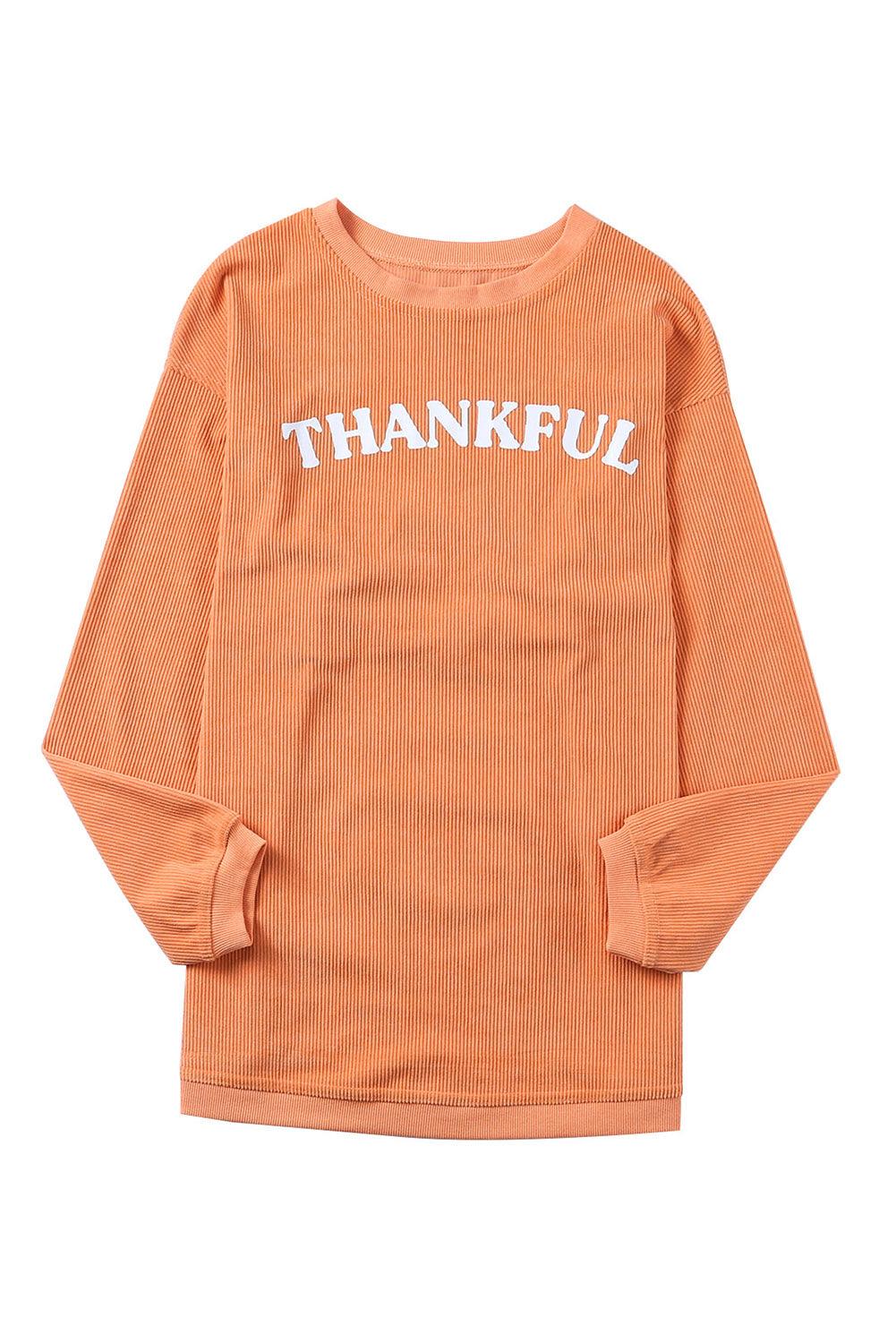 Orange JOLENE Ribbed Corded Oversized Sweatshirt - L & M Kee, LLC