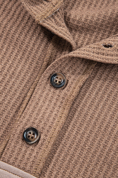 Goat Waffle Contrast Patchwork Plus Size Pocketed Hoodie