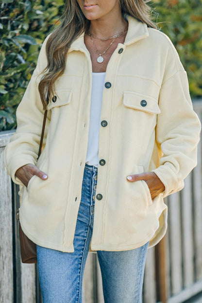 Turn Down Collar Buttoned Shirt Jacket - L & M Kee, LLC