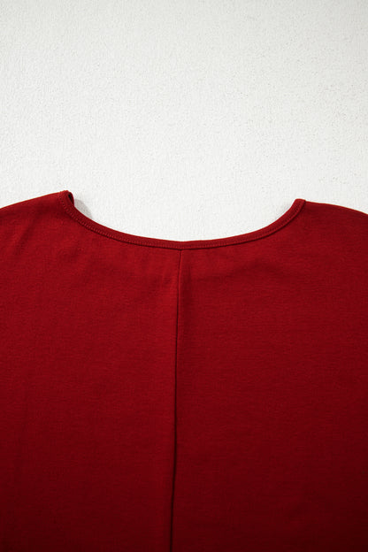 Red Dahlia Solid Color Extended Cuffs Long Sleeve Top