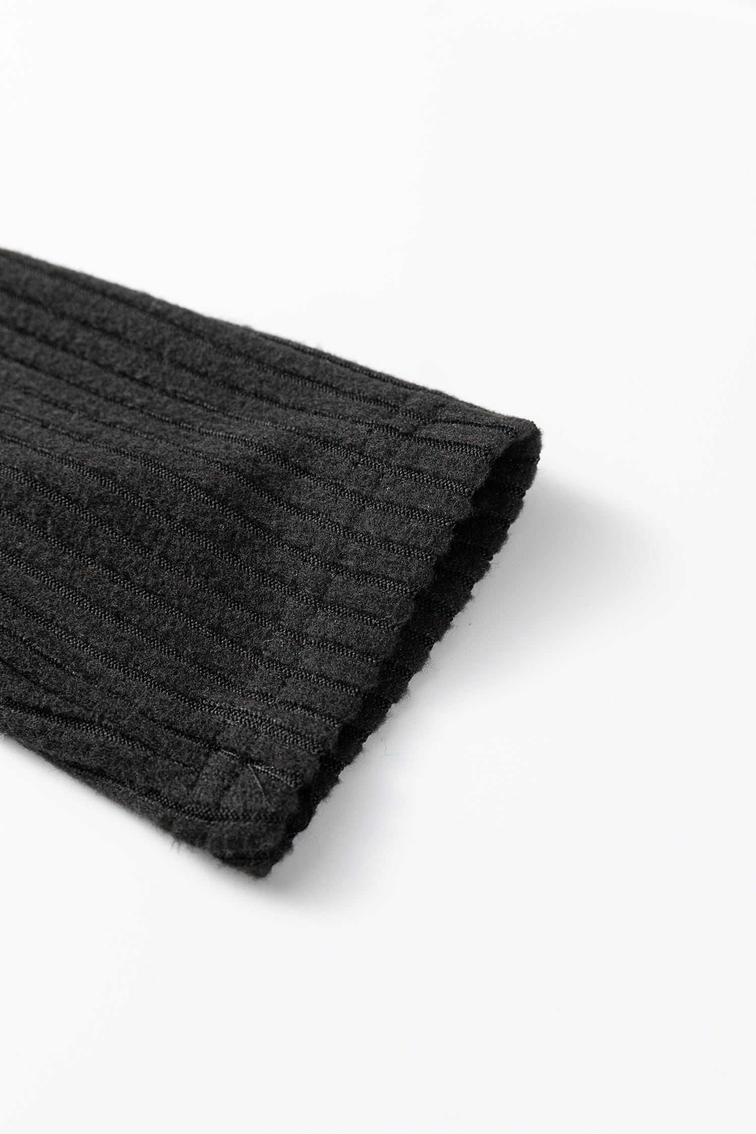 Black Ribbed Notched Neck Knit Long Sleeve Leggings Two Pieces Lounge Set