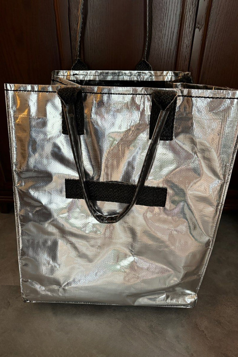 Silvery Foldable Rolling Large Shopping Tote Bag