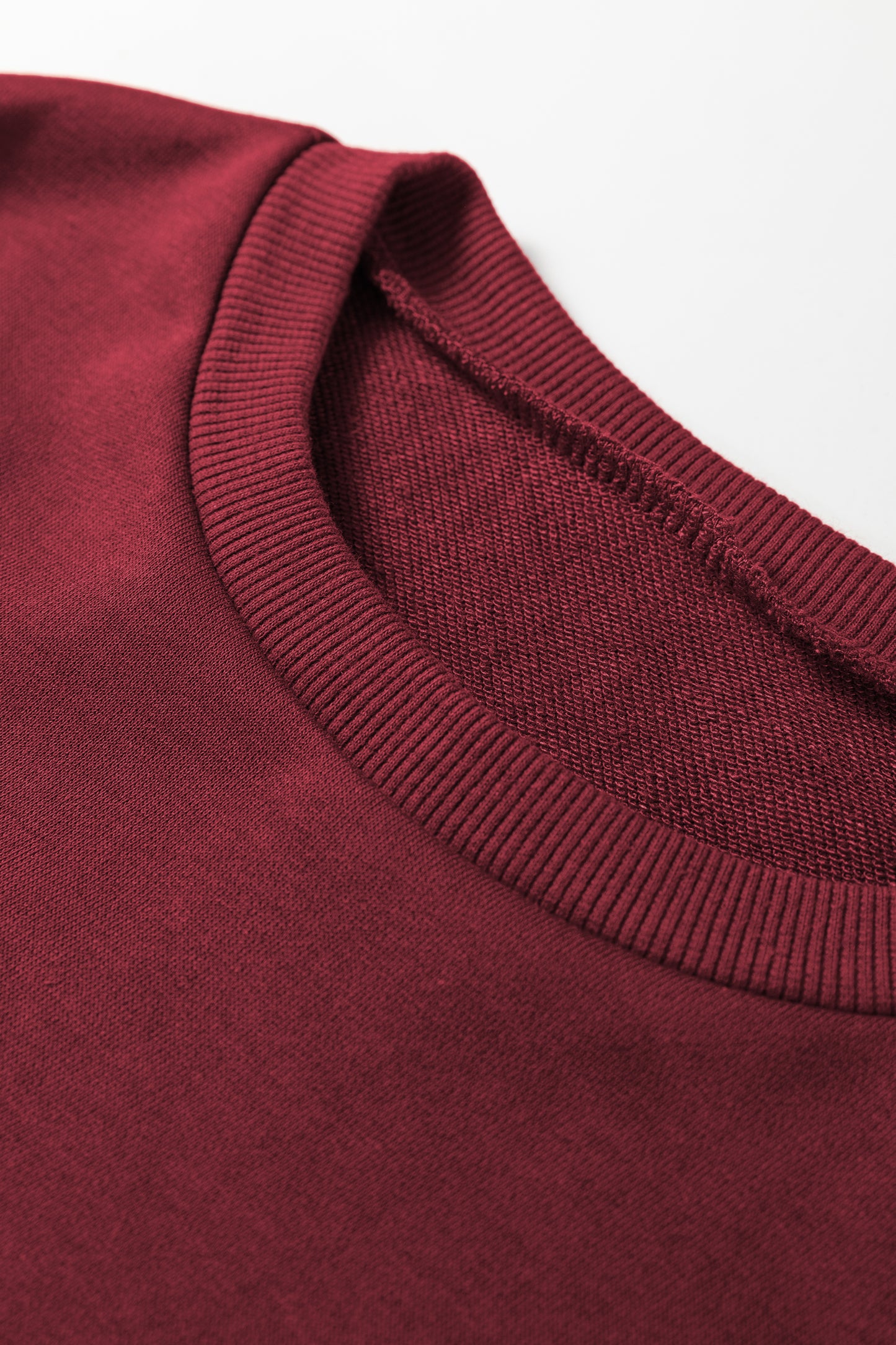 Burgundy Varsity Striped 3/4 Sleeve Pullover Drawstring Sweatpants Set