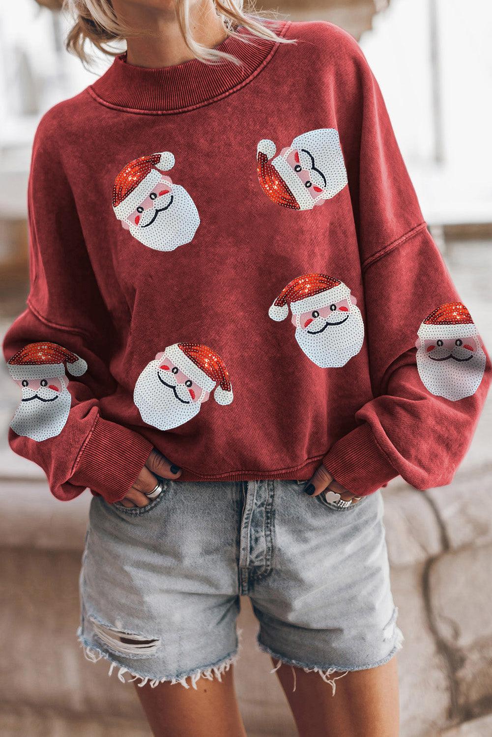 Ruby Sequined Santa Claus Christmas Fashion Sweatshirt - L & M Kee, LLC