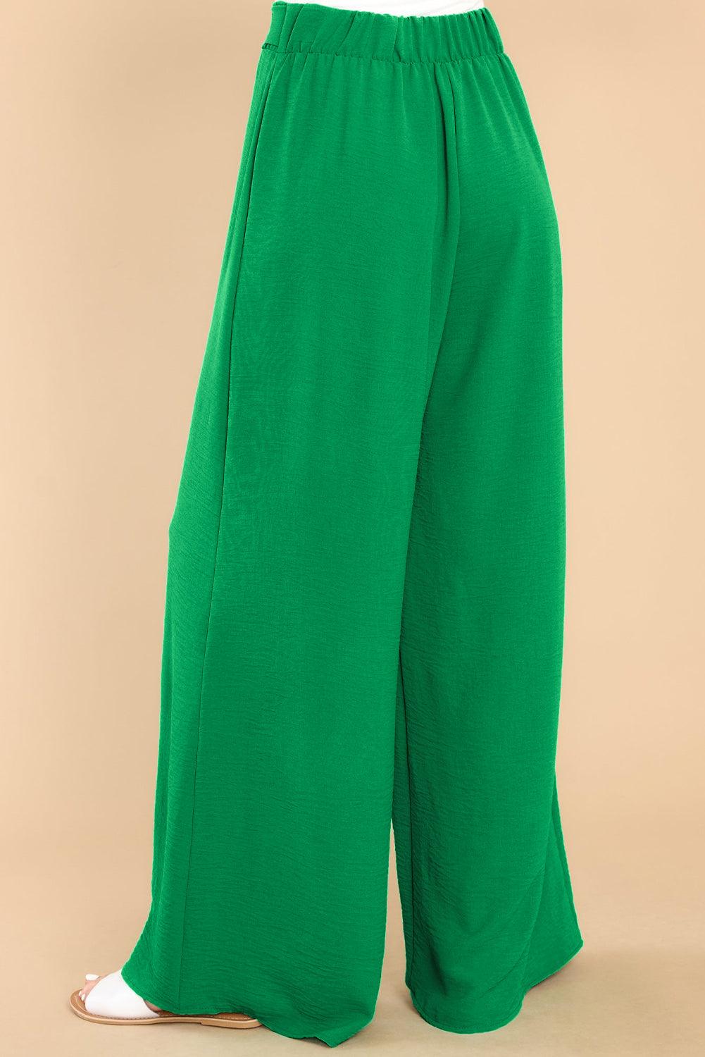 Bright Green High Waist Loops Belted Wide Leg Pants - L & M Kee, LLC