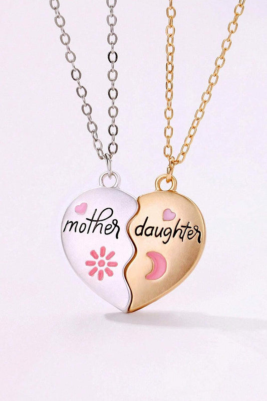 White 2pcs Mother & Daughter Magnetic Heart Necklace - L & M Kee, LLC