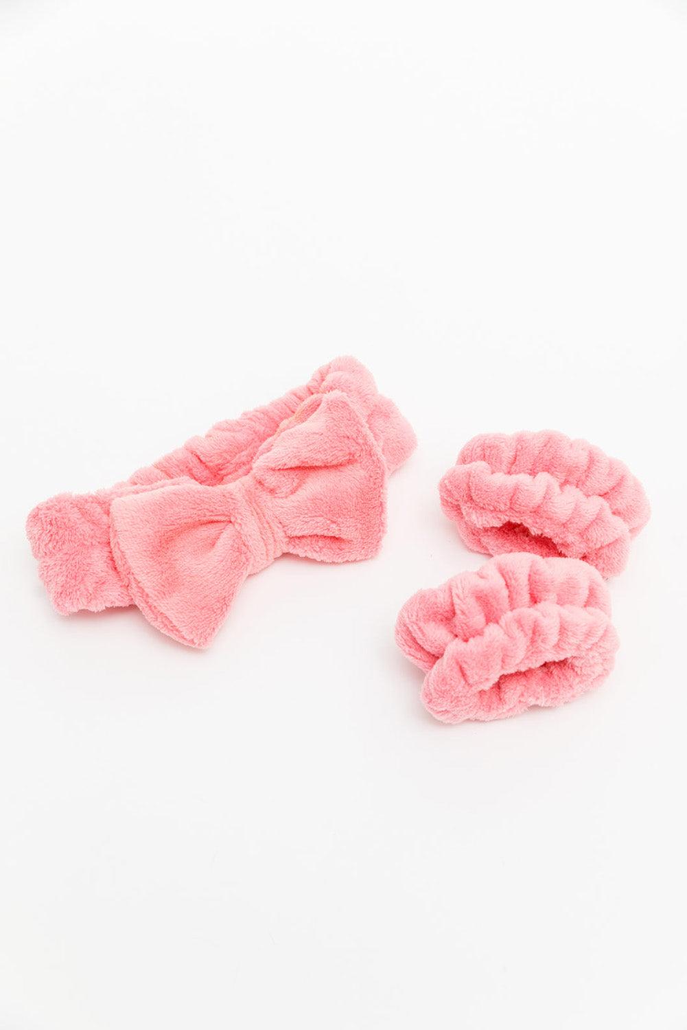 Dark Pink Cute Flannel Bow Headband Set - L & M Kee, LLC