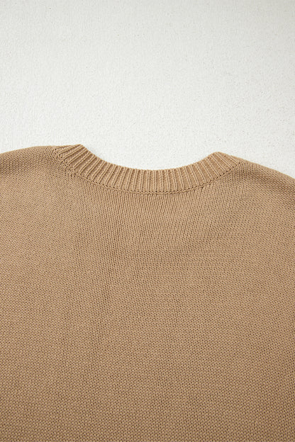 Pale Khaki Exposed Seam Drop Shoulder Oversize Sweater Mini Dress