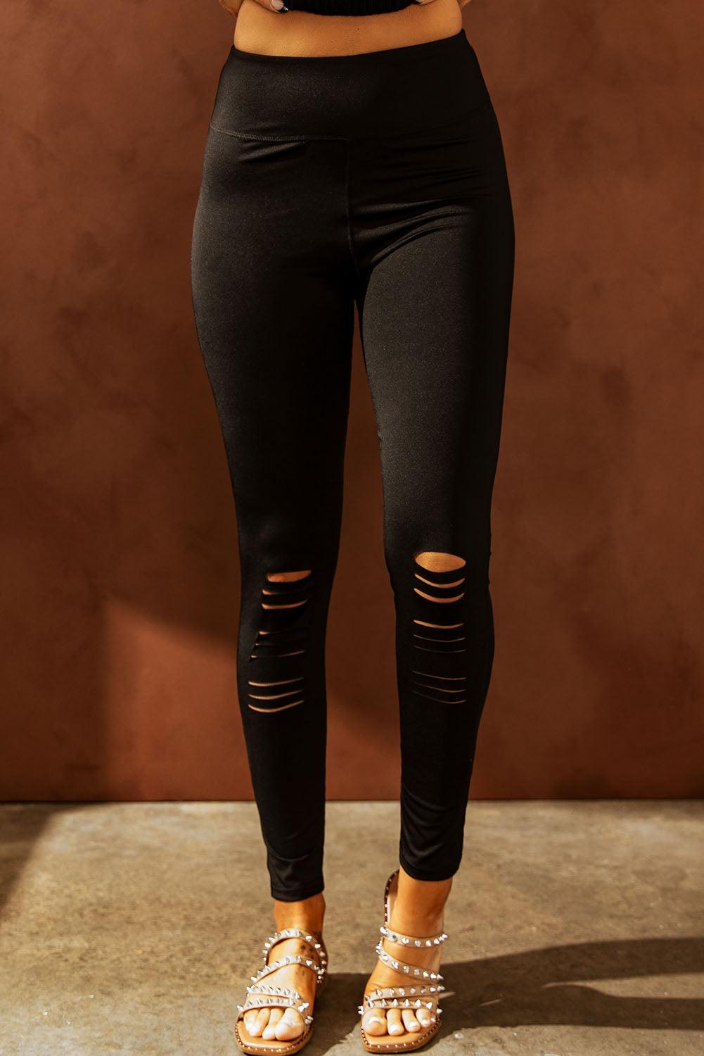 Rose Red Cut-out Skinny High Waist Leggings - L & M Kee, LLC