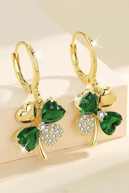 Gold Gorgeous Gem St. Patricks 4-leaf Clover Earrings - L & M Kee, LLC