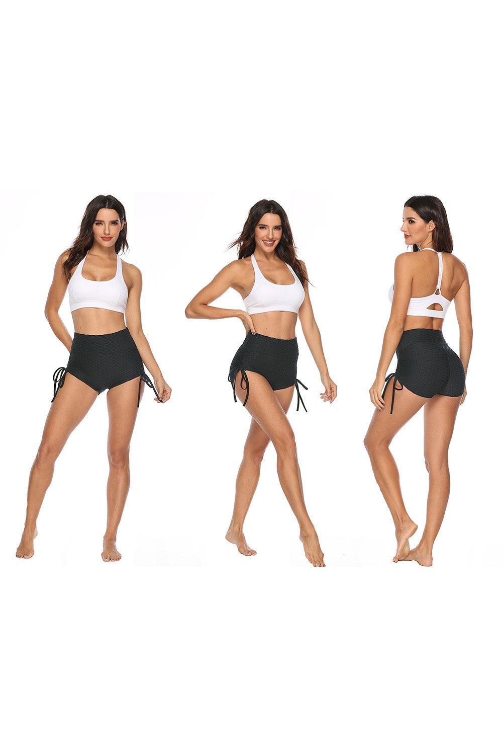 Black Butt Lifting High Waist Yoga Shorts - L & M Kee, LLC