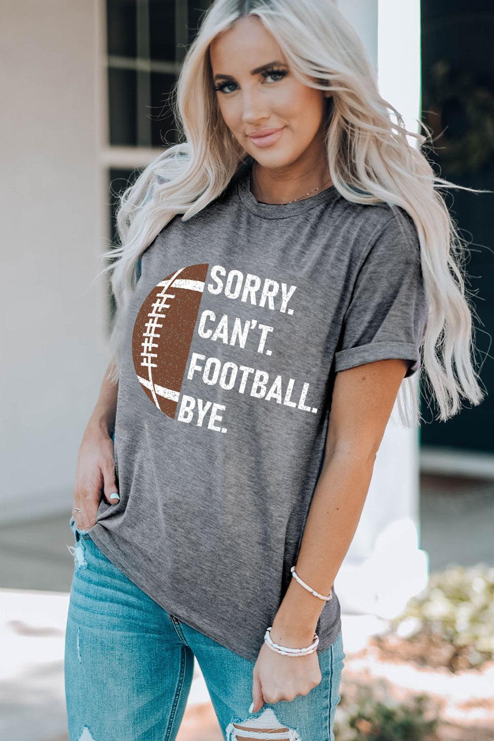 Gray American Football Graphic Casual T Shirt - L & M Kee, LLC