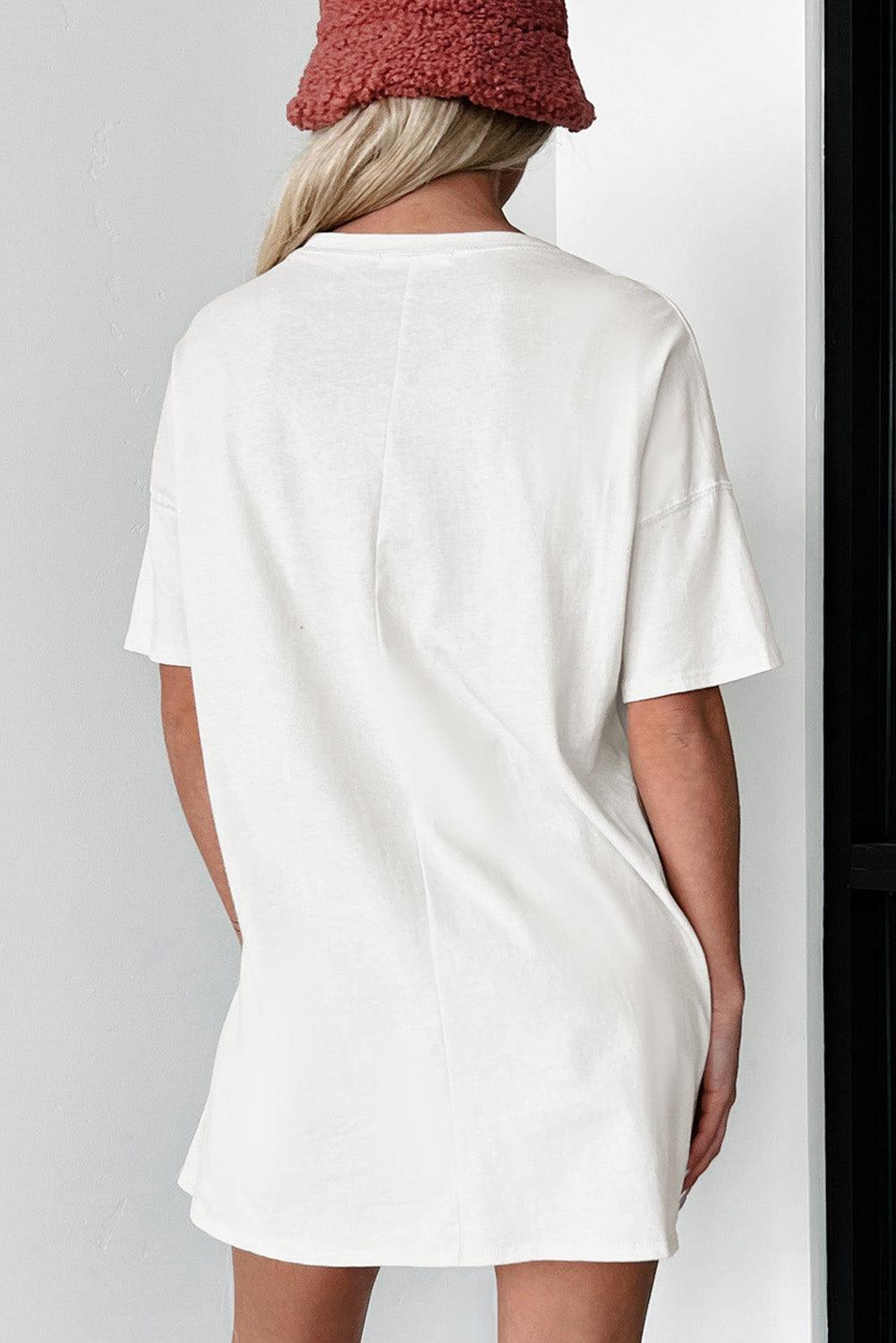White mama Leopard Daisy Print Crewneck T Shirt - L & M Kee, LLC