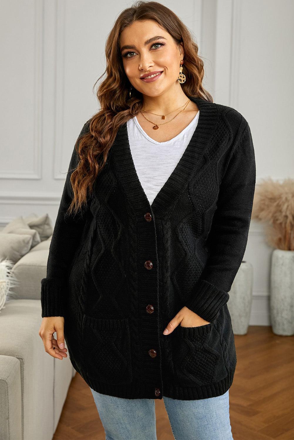 Blue Front Pocket and Buttons Closure Cardigan - L & M Kee, LLC