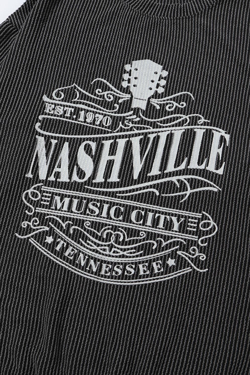 Apricot NASHVILLE MUSIC CITY Corded Graphic Sweatshirt - L & M Kee, LLC