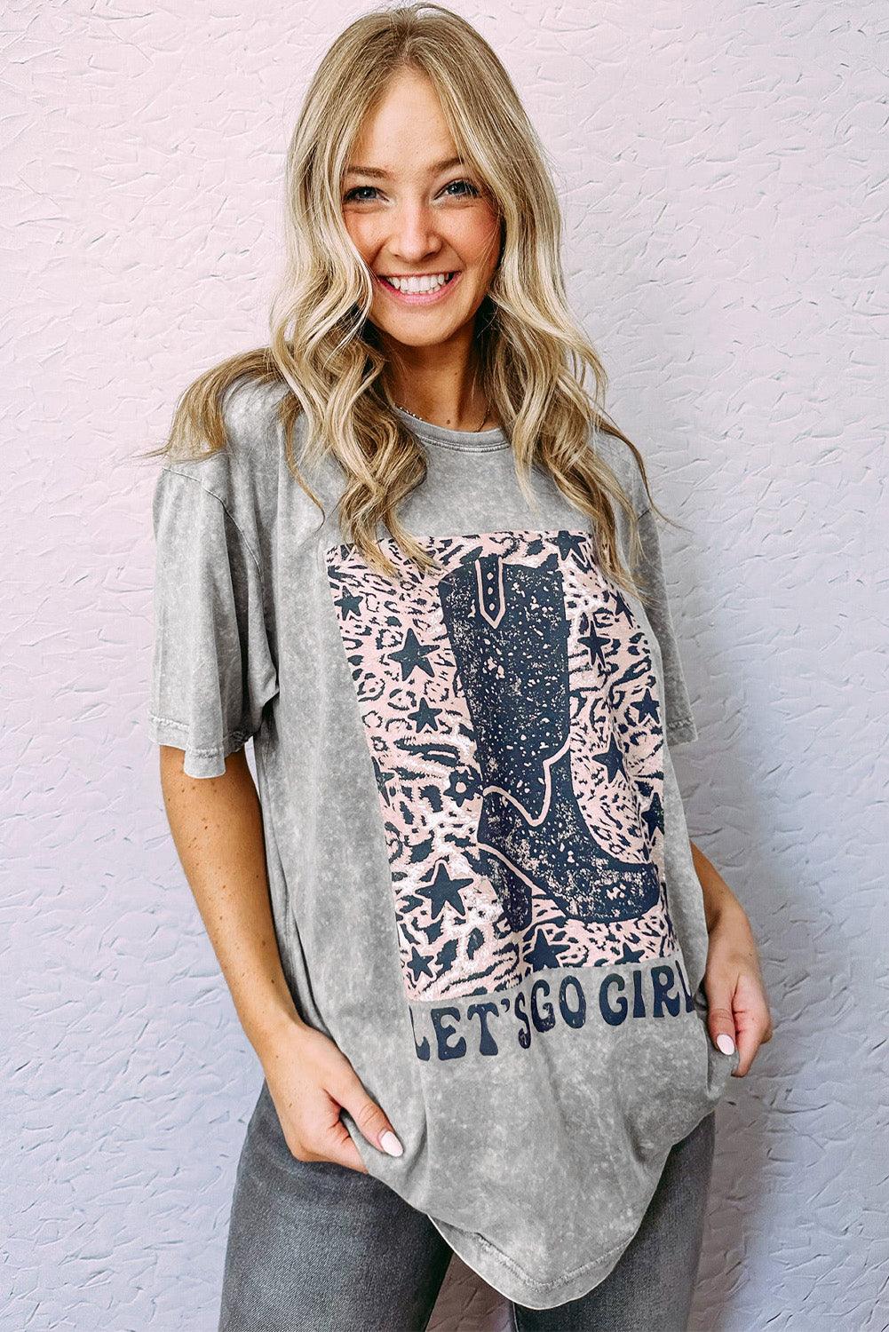 Let's Go Girls Cowboy Boots Graphic Tee - L & M Kee, LLC