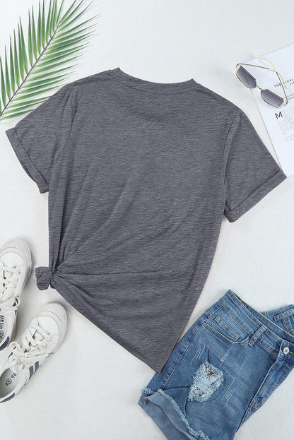 Gray Casual Plain Crew Neck Tee - L & M Kee, LLC