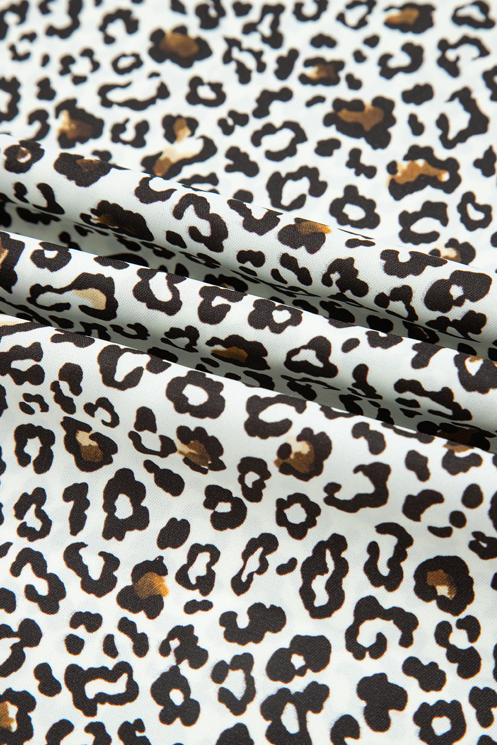 Khaki Plus Size Button V Neck Leopard Print Puff Sleeve Loose Mini Dress