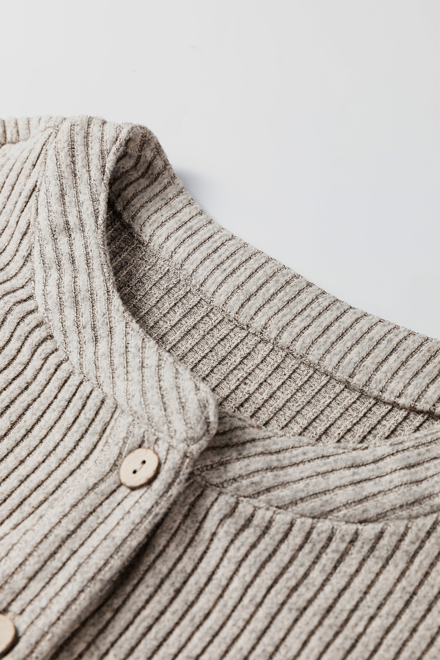 Simply Taupe Plus Size Ribbed Knit Kangaroo Pocket Henley Long Sleeve Top