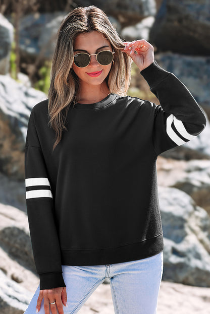 Evergreen Varsity Striped Detail Drop Shoulder Oversized Sweatshirt