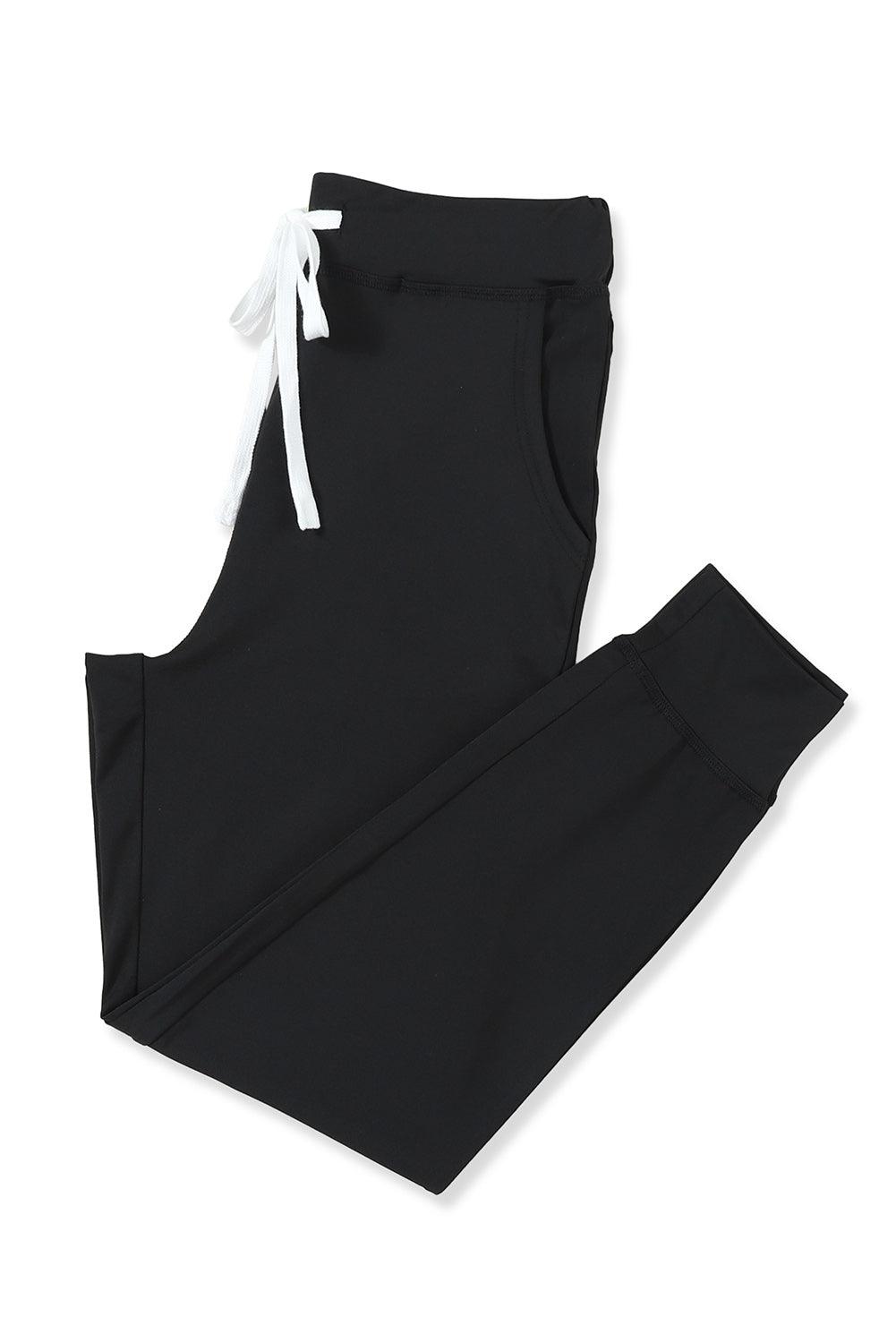 Black Drawstring Waist Pocketed Joggers - L & M Kee, LLC