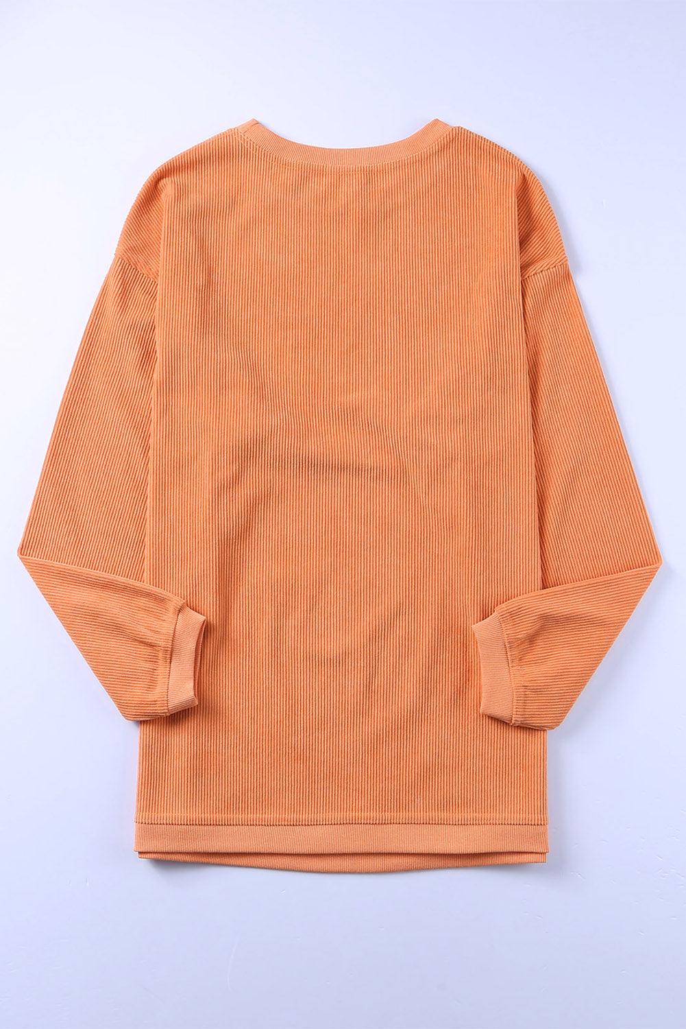 Orange JOLENE Ribbed Corded Oversized Sweatshirt - L & M Kee, LLC