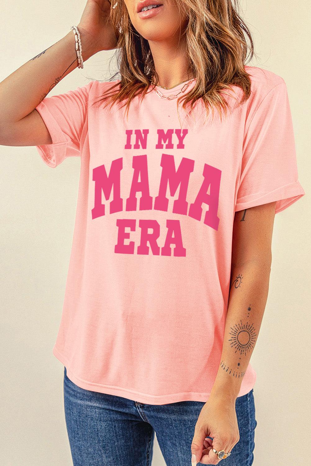 Pink IN MY MAMA ERA Crew Neck Graphic T Shirt - L & M Kee, LLC