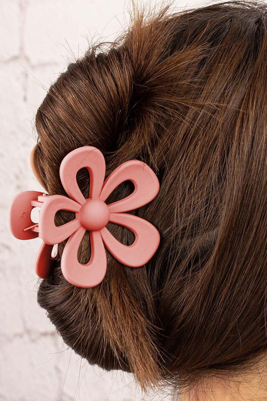 Light Pink Sweet Hollowed Flower Shape Claw Clip - L & M Kee, LLC