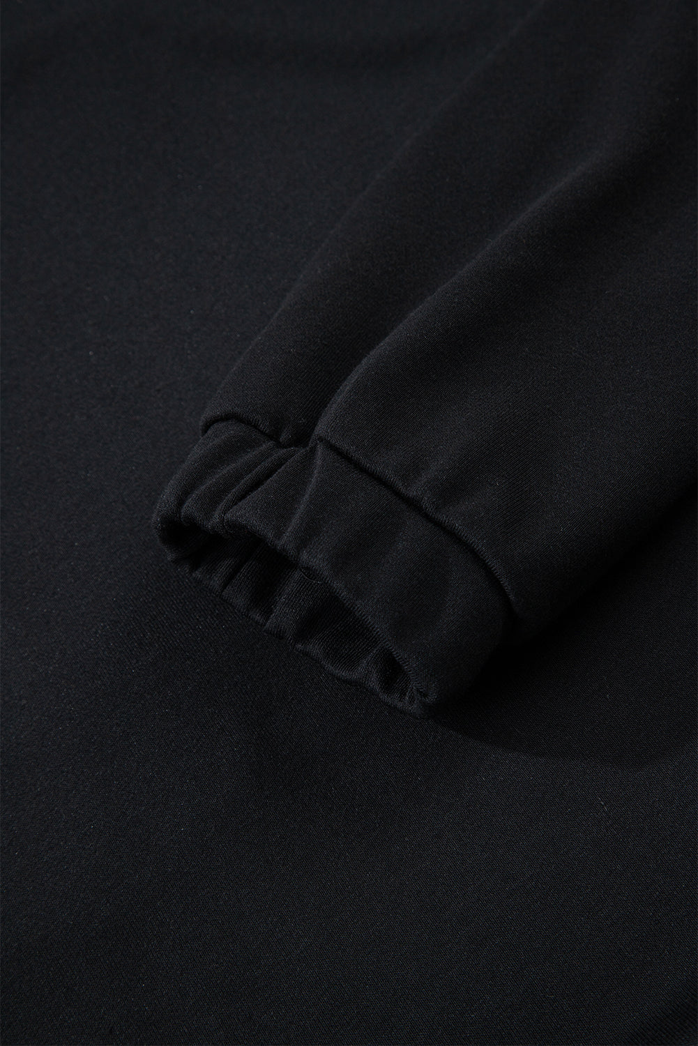 Black Color Block Patchwork Half Button Pullover and Shorts 2pcs Outfit