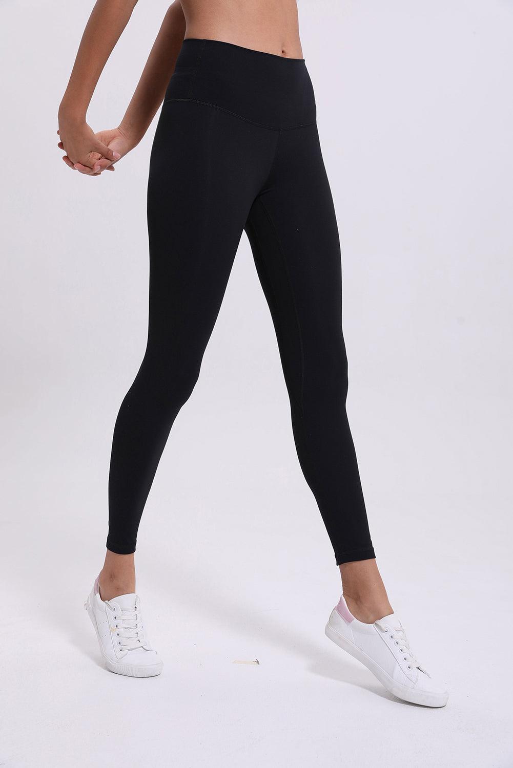 Black Sports High Waist Ankle Length Leggings - L & M Kee, LLC