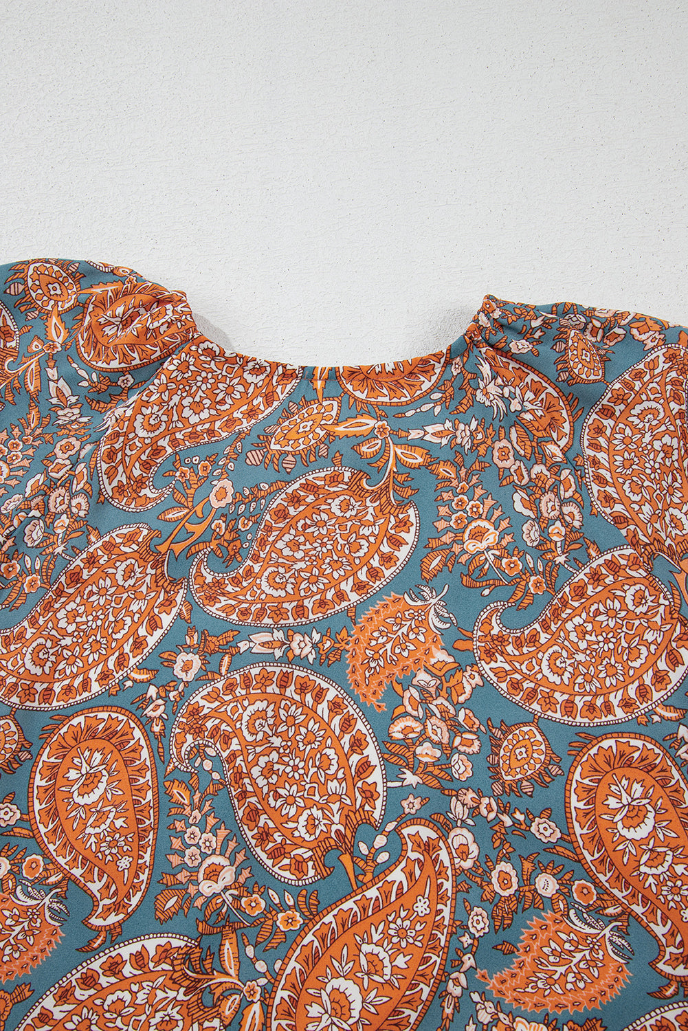 Orange Paisley Print Loose Fit Drawstring High Waist Mini Dress