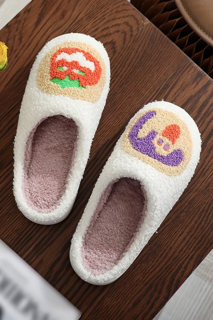 White Halloween Pumpkin Plush Winter Home Slippers